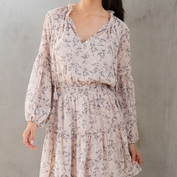 NWT LOVESTITCH Chiffon Peasant Cottagecore Mini Dress - Picture 9 of 13